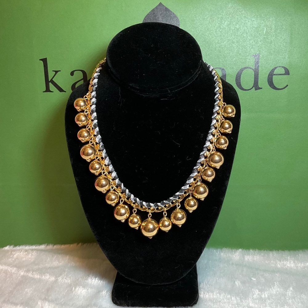 Kate Spade Pretty Pearly Crew Necklace Golden Beads